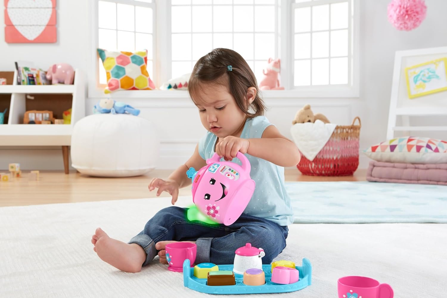 Fisher-Price Laugh and Learn Sweet Manners pink tea set with accessories