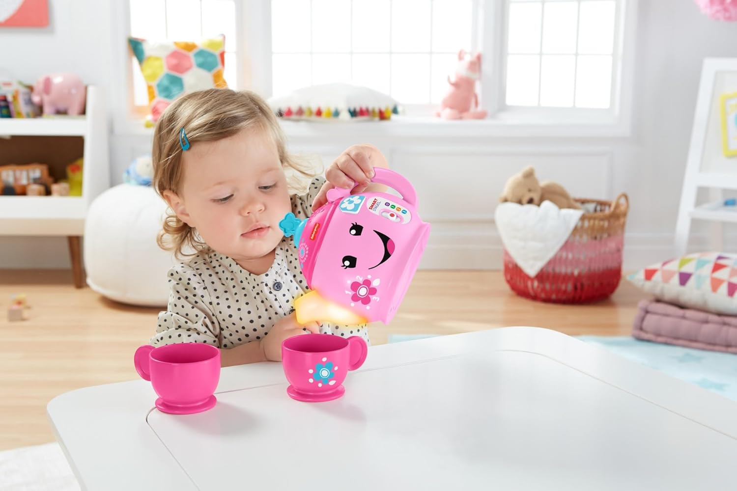 Fisher-Price Laugh & Learn Sweet Manners Tea Set pink with teapot and cups