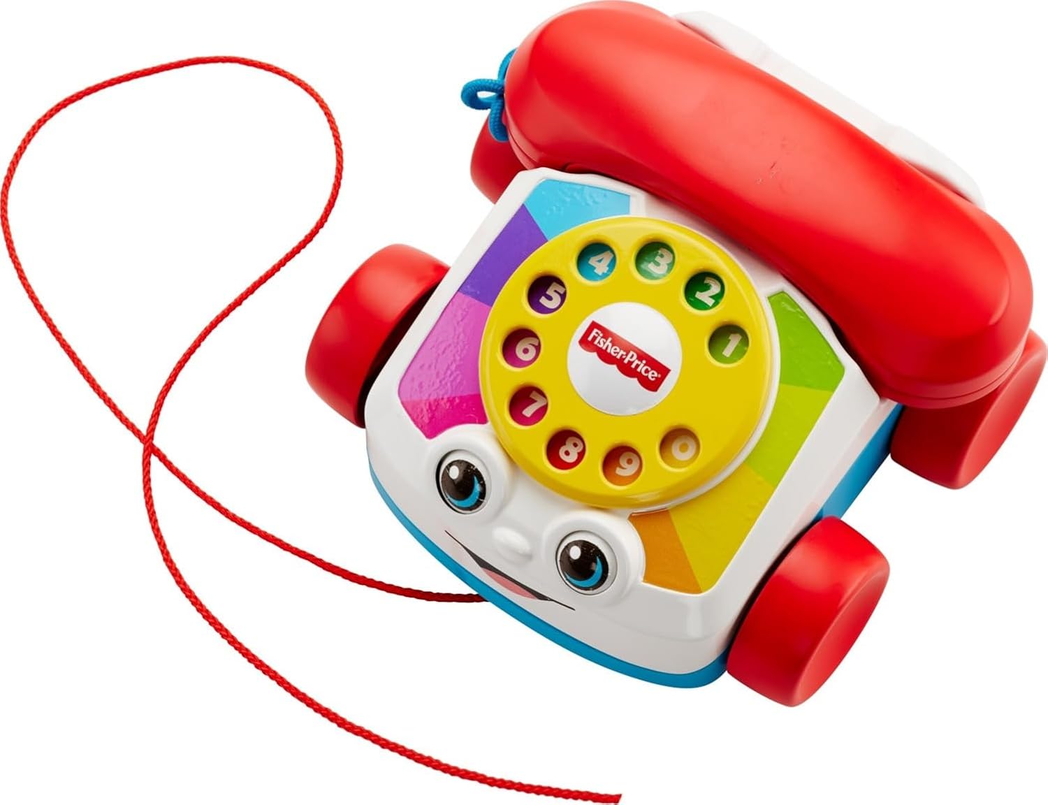Fisher-Price Chatter Telephone toy with red handset and yellow dial