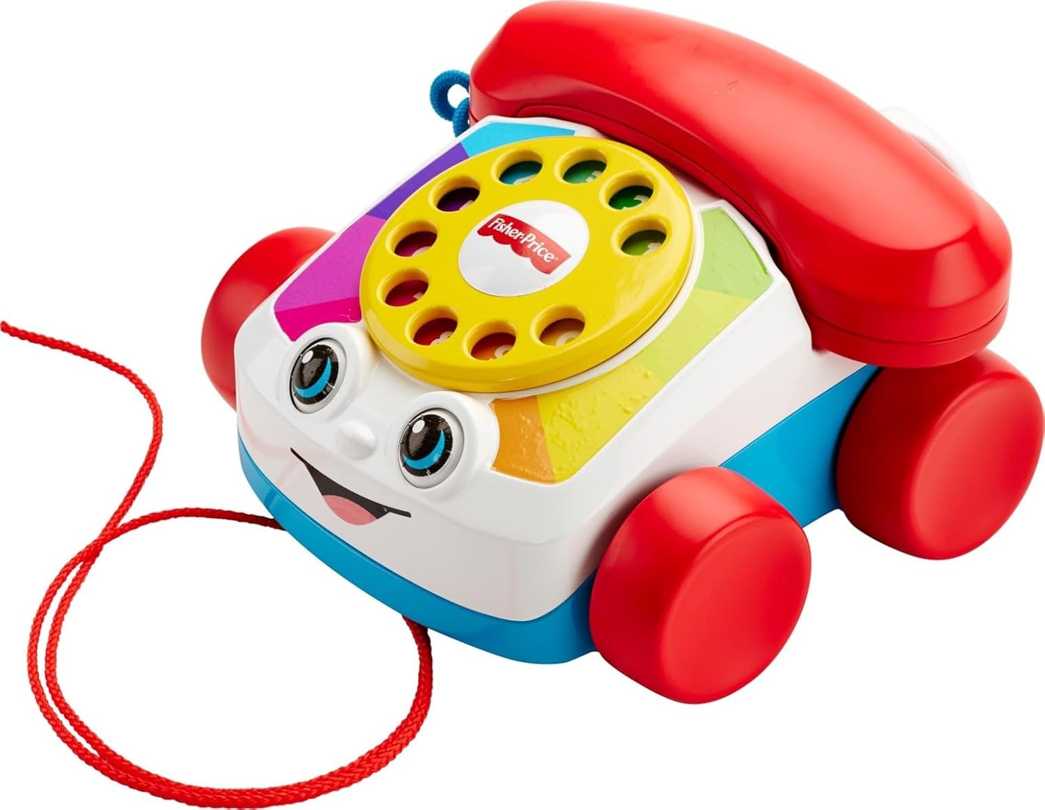Fisher-Price Chatter Telephone red and blue pull-along toy with yellow dial