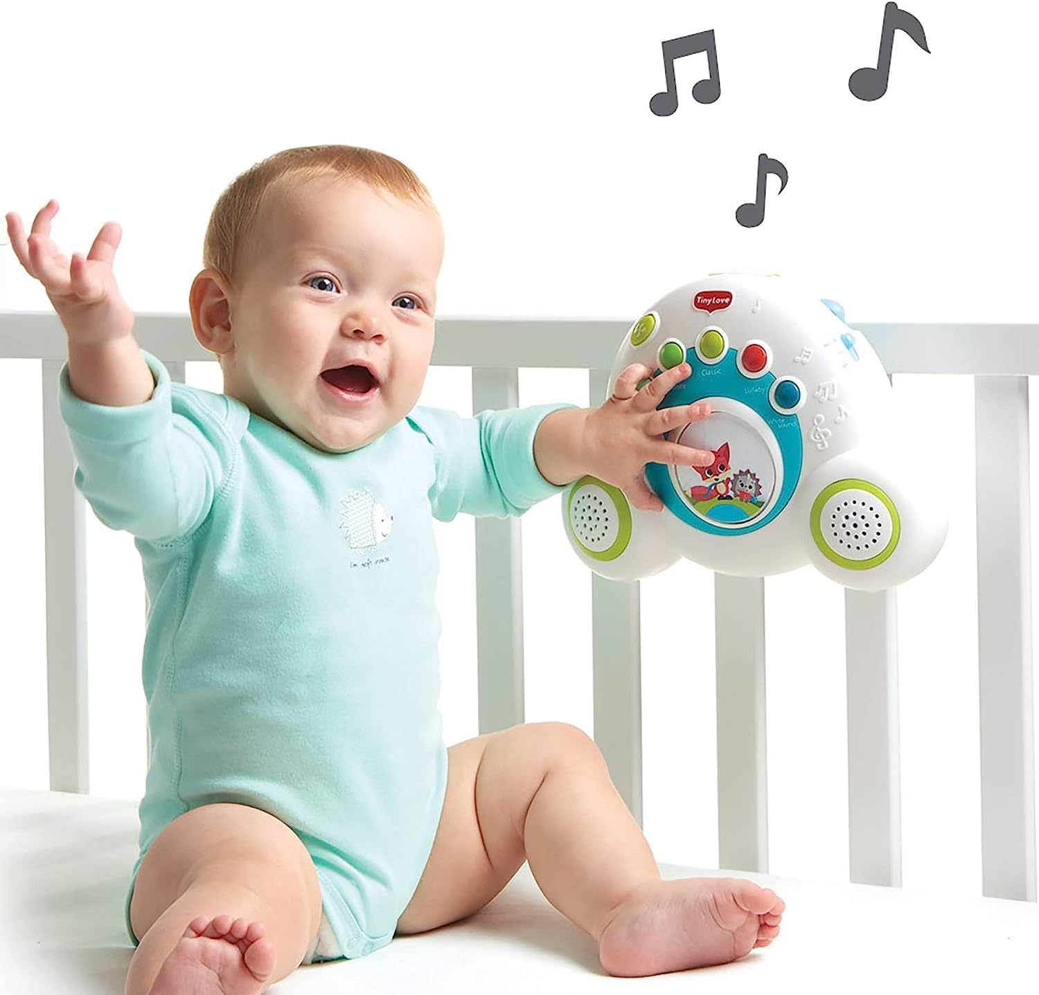 Tiny Love Soothe 'n Groove Mobile Tiny Princess Tales with music notes and interactive buttons