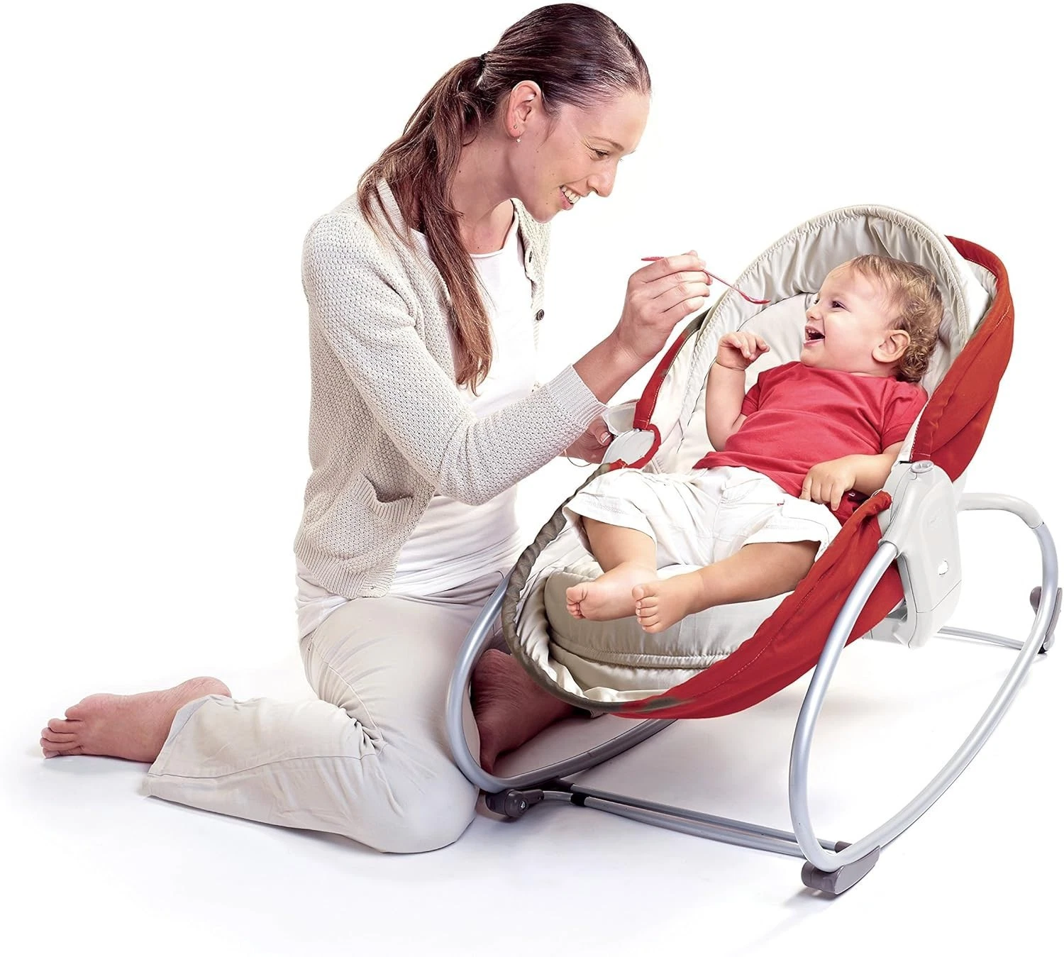 Tiny Love 3-in-1 Rocker Napper red baby seat with rocking frame
