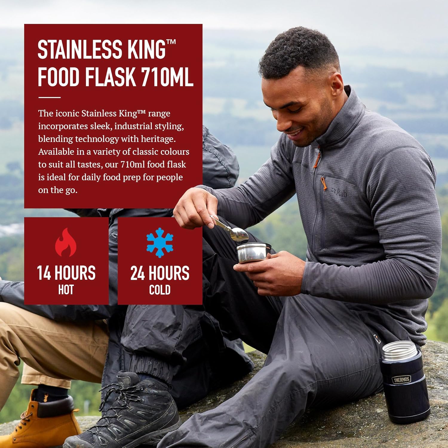 Thermos Stainless King Food Flask 710ml raspberry colour stainless steel insulated container