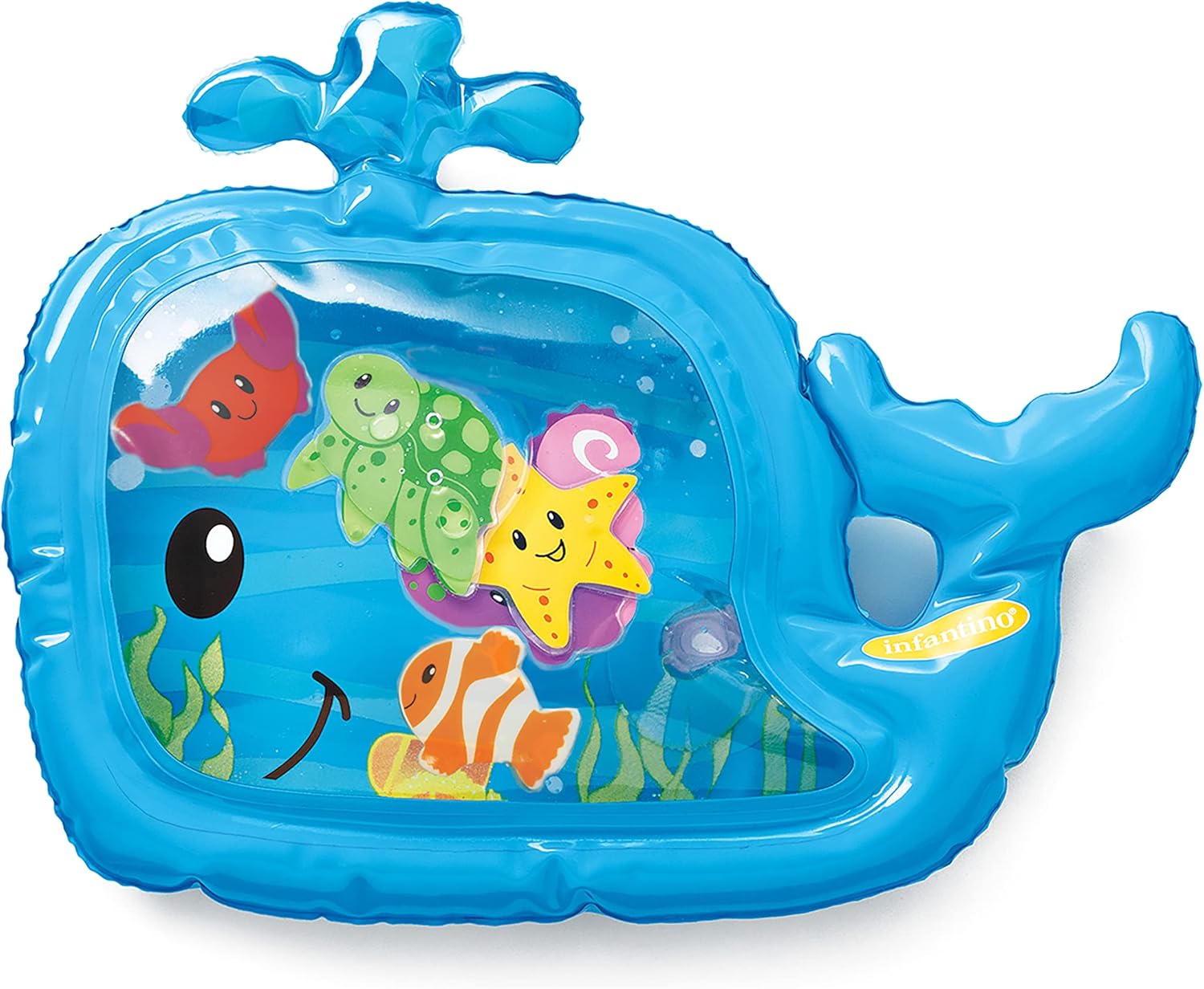 Infantino Pat and Play blue whale-shaped water mat with sea creatures