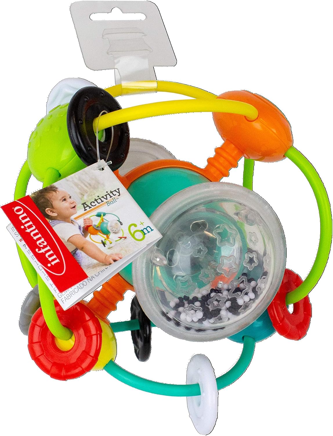 Infantino Magic Beads Activity Ball with coloured rings and beads, six months plus