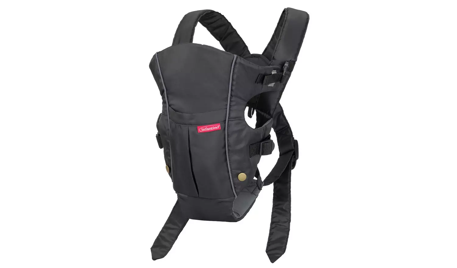 Infantino Swift Classic black baby carrier with padded straps and buckles
