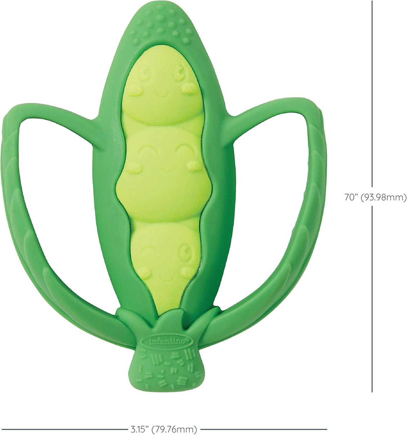 Infantino Lil' Nibbles green and yellow silicone textured teether with handles
