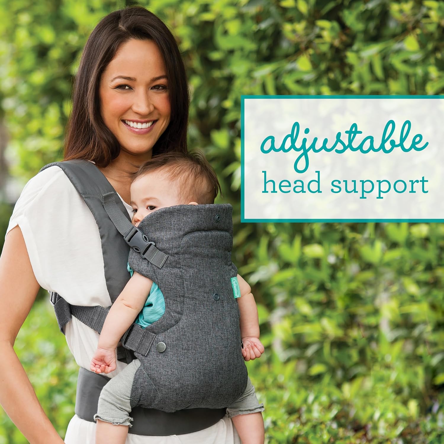 Infantino Flip Advanced 4-in-1 convertible baby carrier, charcoal grey with turquoise accents
