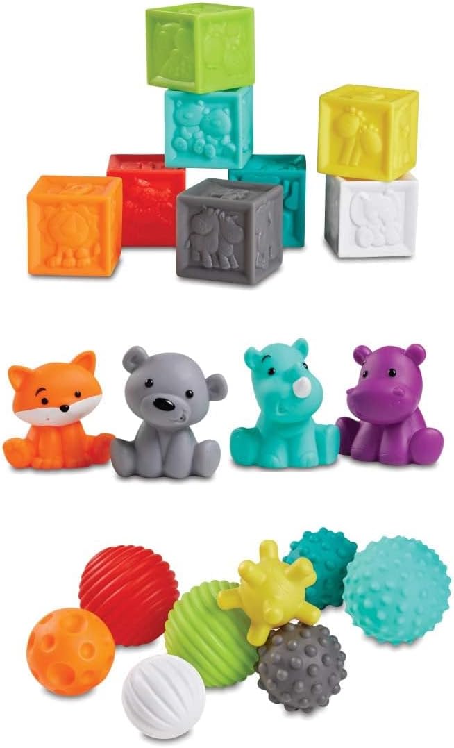 Infantino Sensory Balls, Blocks and Buddies Set 20 pack colourful toys