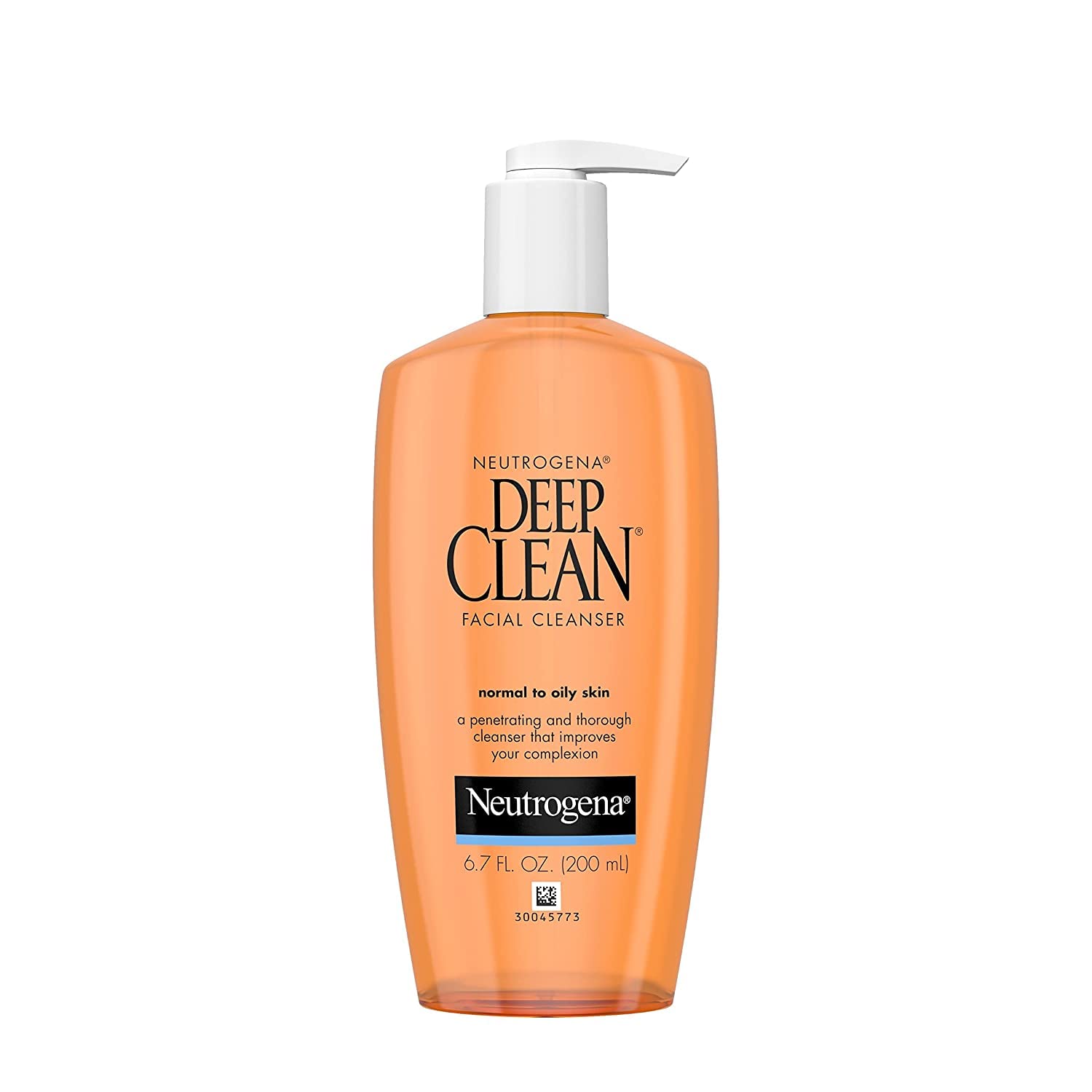 Neutrogena Deep Clean Facial Cleanser 200ml orange pump bottle for normal to oily skin