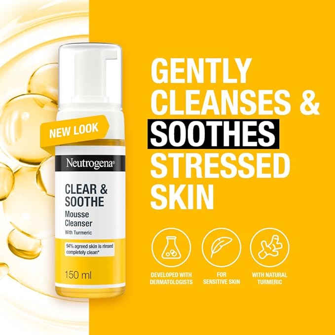 Neutrogena Clear & Soothe Mousse Cleanser 150ml with turmeric