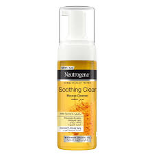 Neutrogena Clear & Soothe Mousse Cleanser 150ml yellow bottle with pump dispenser