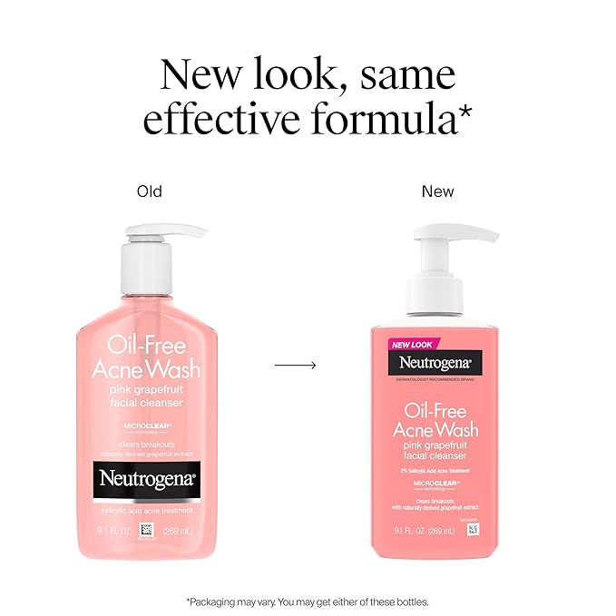 Neutrogena Oil-Free Acne Wash pink grapefruit facial cleanser 264ml bottle
