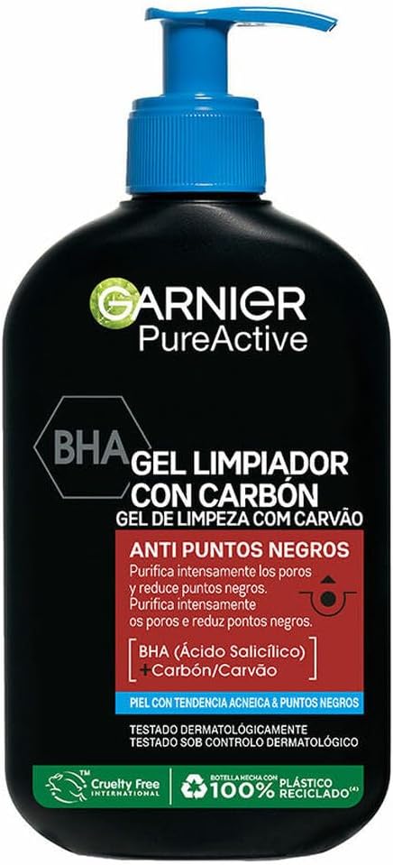 Garnier Pure Active charcoal gel wash 200ml anti-blackhead face cleanser