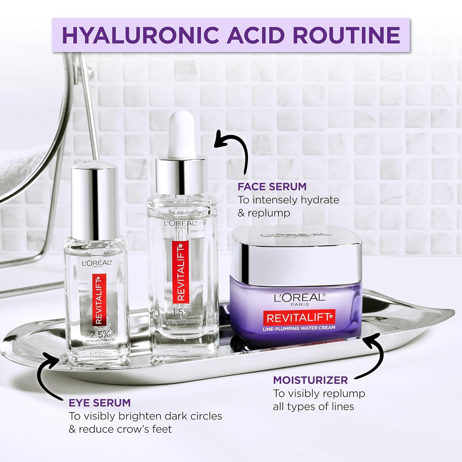 L'Oreal Paris Revitalift Filler Hyaluronic Acid Anti-Wrinkle Face Serum 30ml bottle