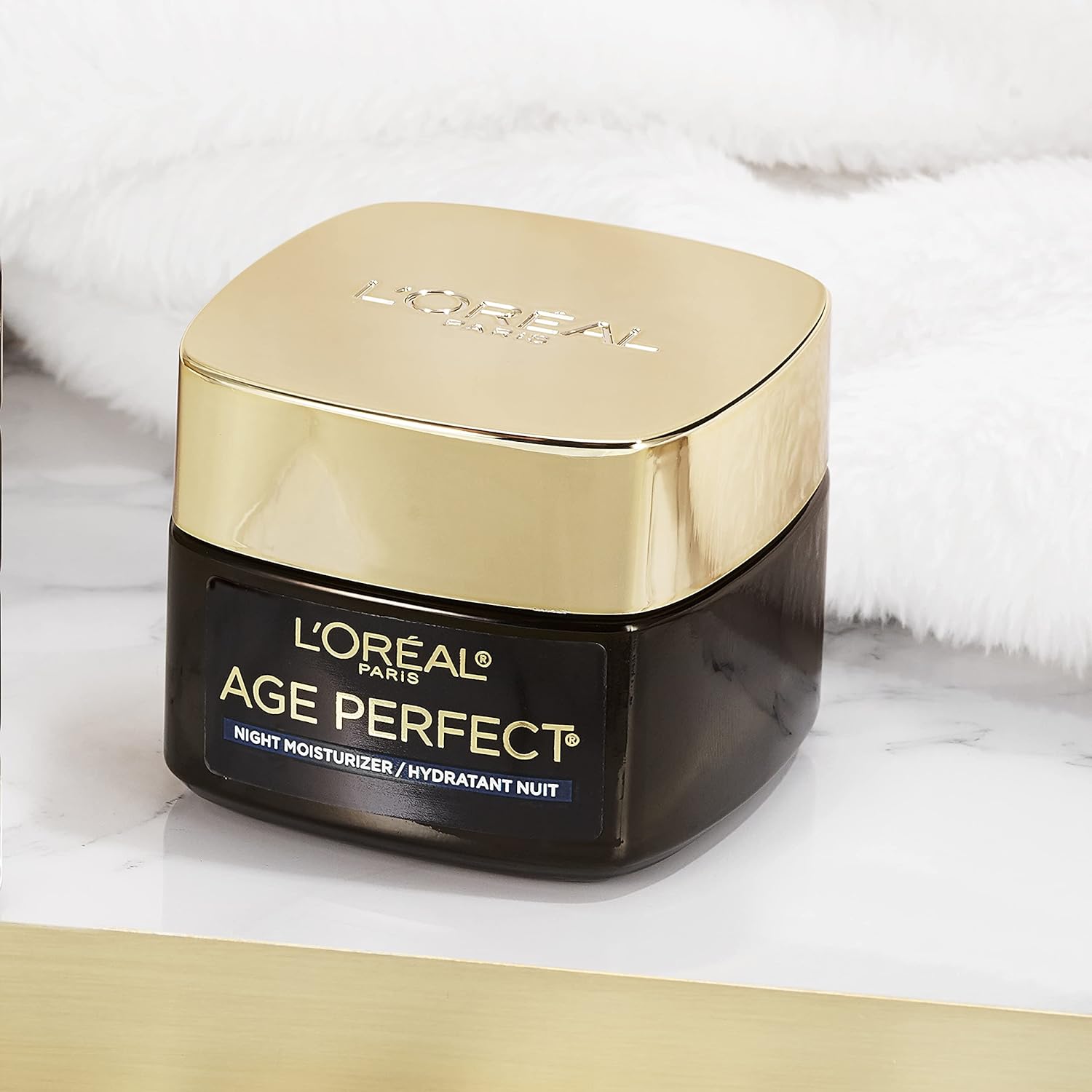 L'Oréal Paris Age Perfect night moisturiser cream in black and gold jar