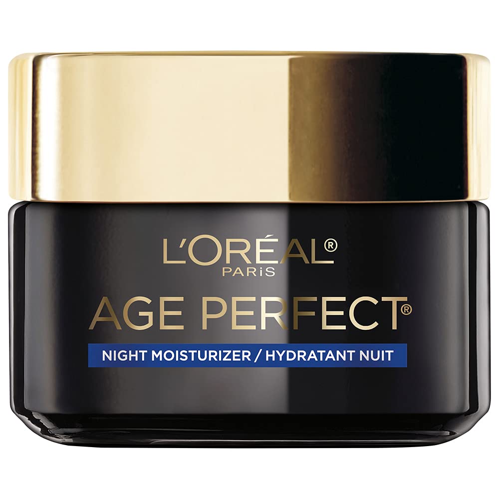 L'Oréal Paris Age Perfect Night Moisturiser, black jar with gold lid