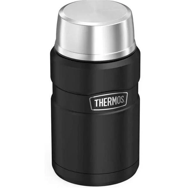 Thermos Stainless King food flask 710ml matt black with silver lid