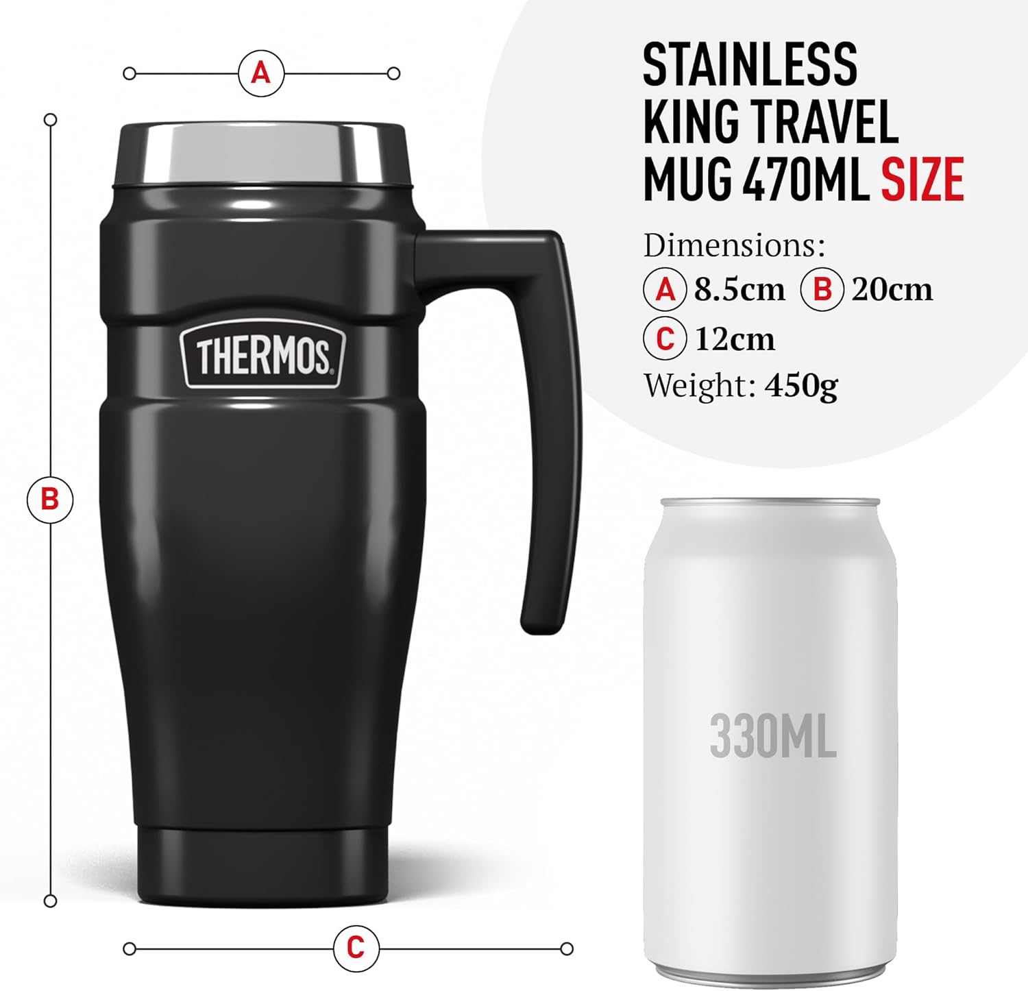 Thermos Stainless King travel mug 470ml black with handle