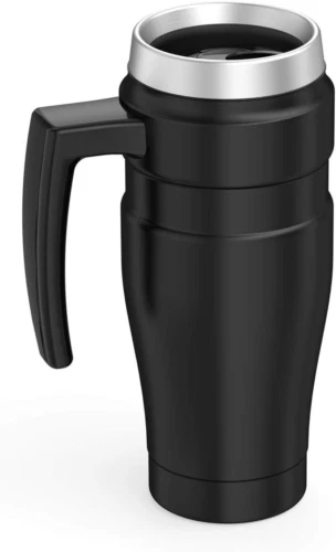 Thermos Stainless King matt black travel mug 470ml with handle