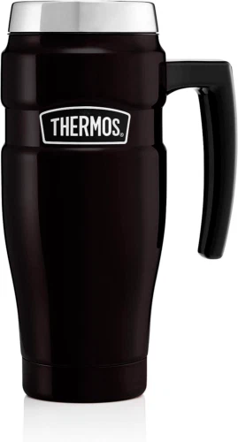 Thermos Stainless King 470ml travel mug with handle in matt black