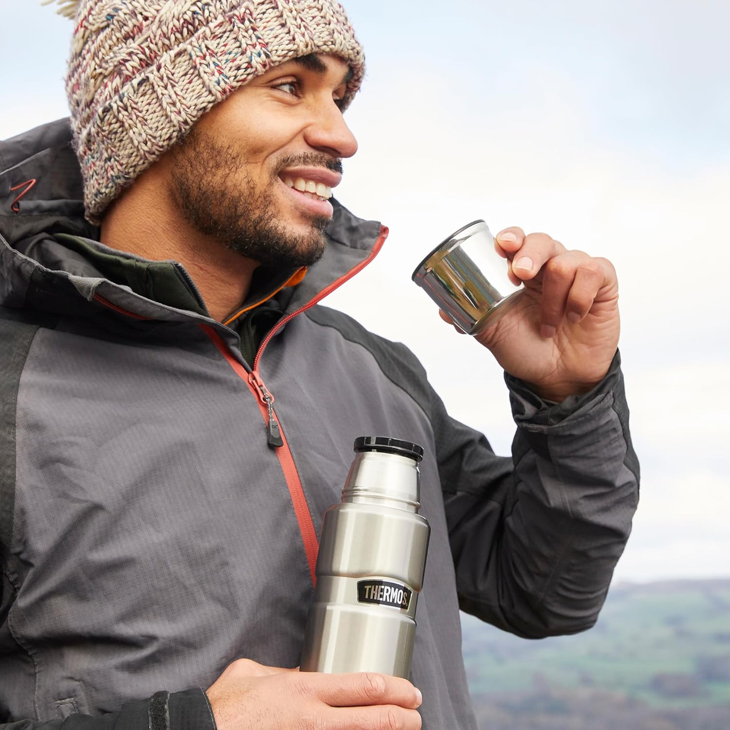 Thermos Stainless King Flask 470ml gunmetal with cup lid