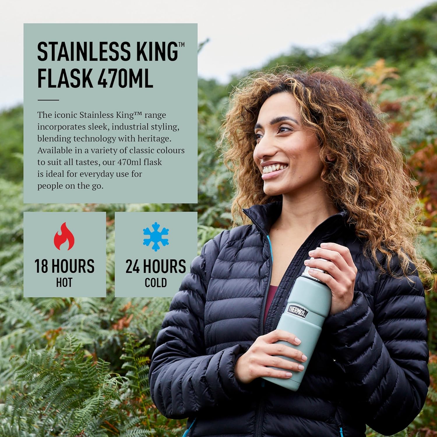 Thermos Stainless King Flask 470ml gunmetal insulated bottle