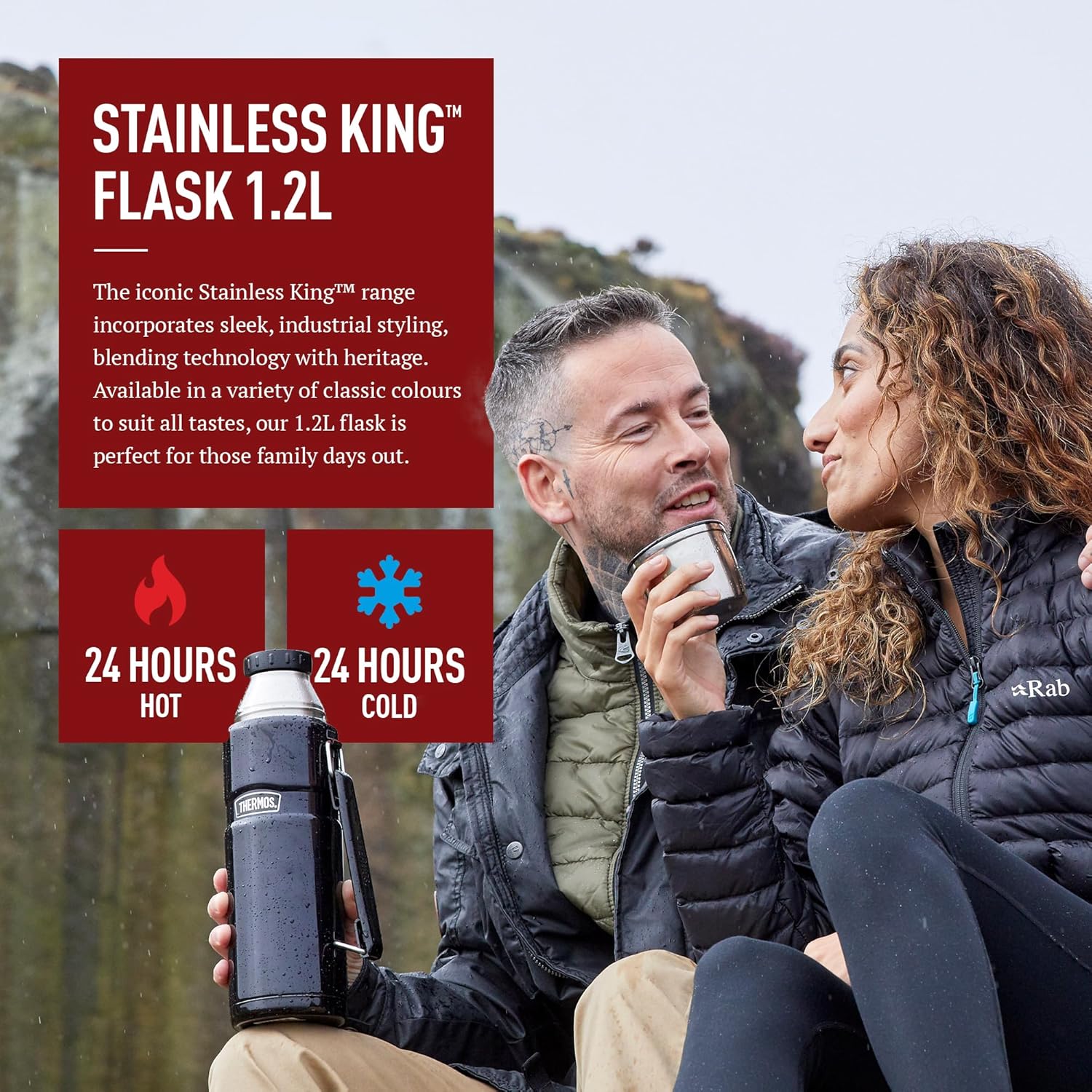 Thermos Stainless King red flask 1.2 litre capacity insulated bottle