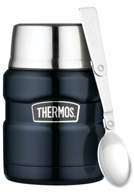 Thermos Stainless King midnight blue food flask 470ml with spoon