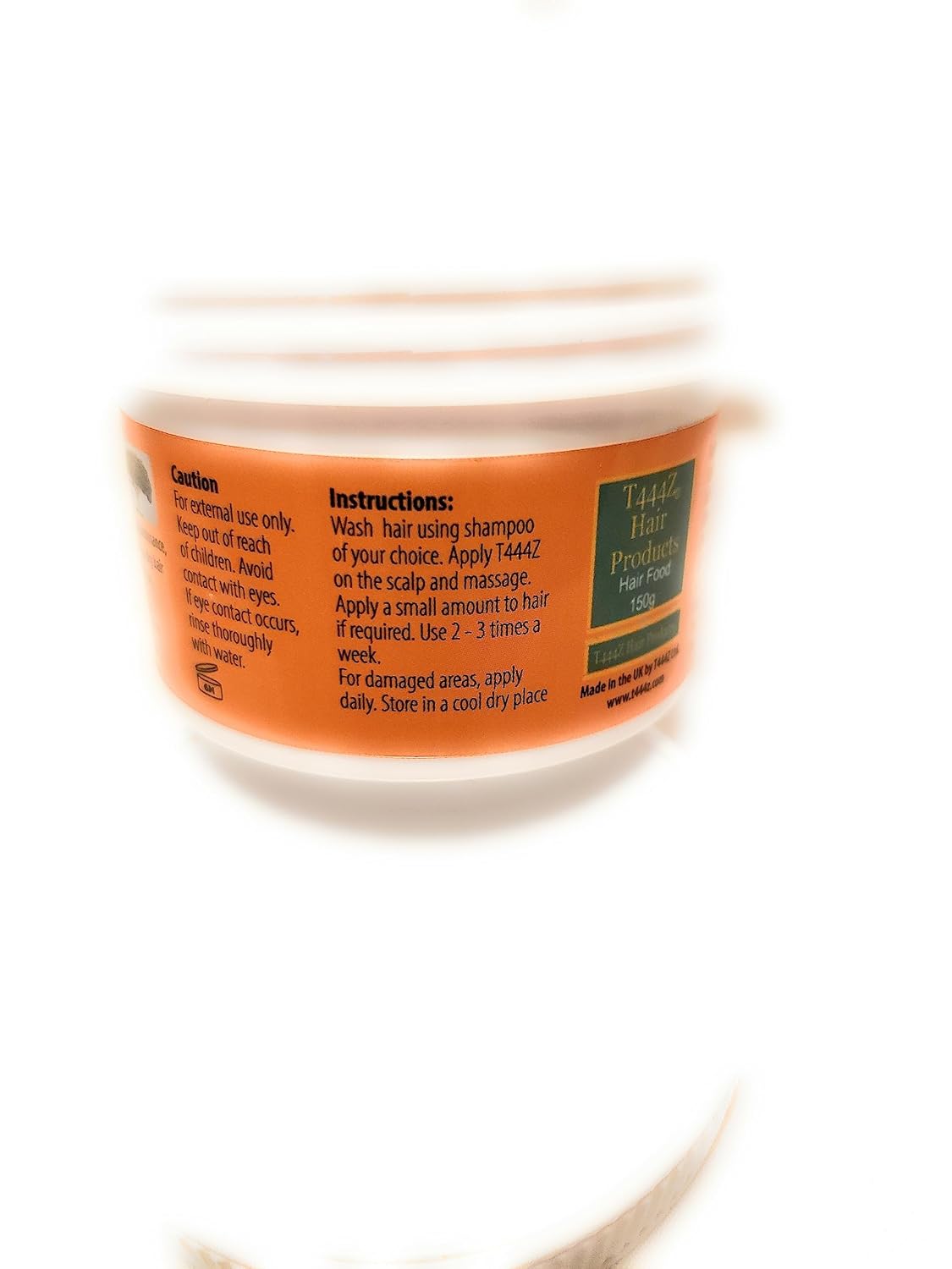 T444Z Hair Food 150g hair treatment in white jar with orange label