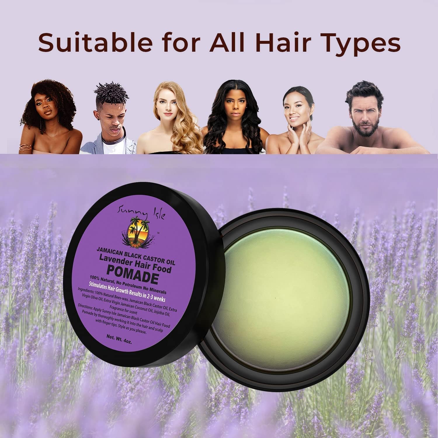 Sunny Isle Lavender Jamaican Black Castor Oil Hair Food Pomade 4oz jar