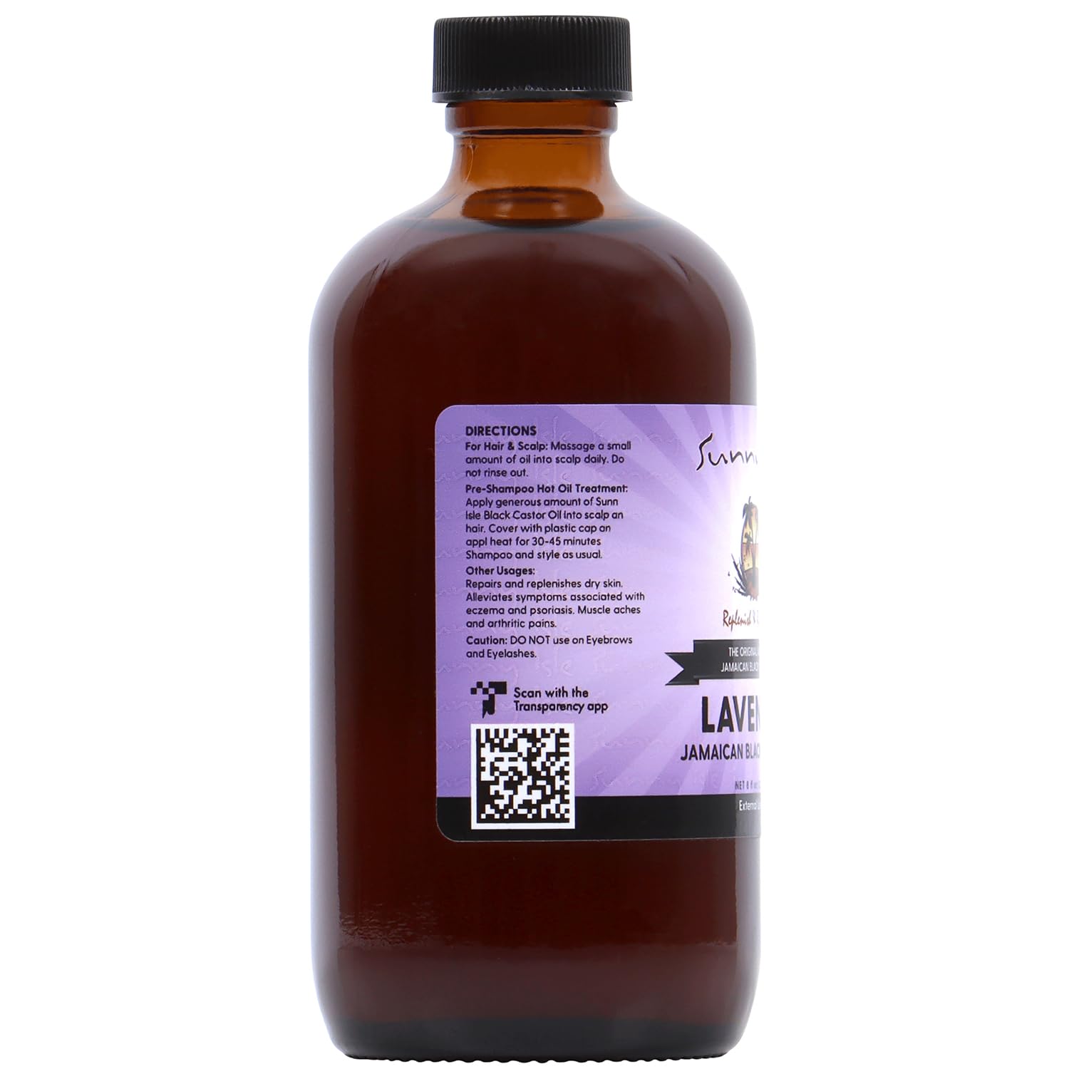 Sunny Isle Lavender Jamaican Black Castor Oil 8 fl oz bottle with purple label