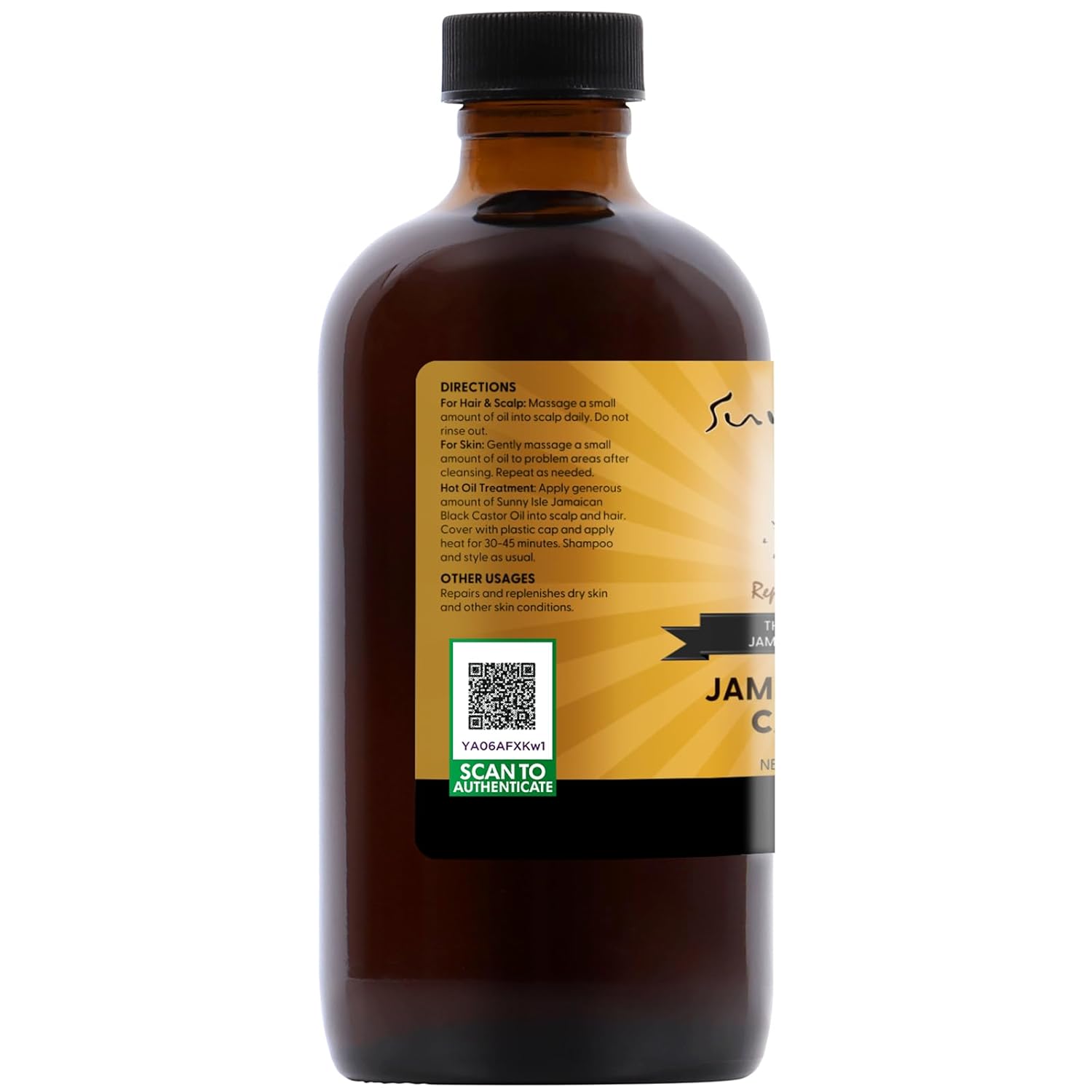 Sunny Isle Original Jamaican Black Castor Oil 8 fl oz bottle with black cap