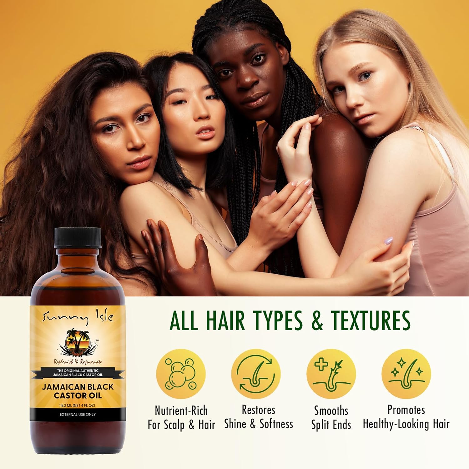 Sunny Isle Original Jamaican Black Castor Oil 4 fl oz dark amber bottle