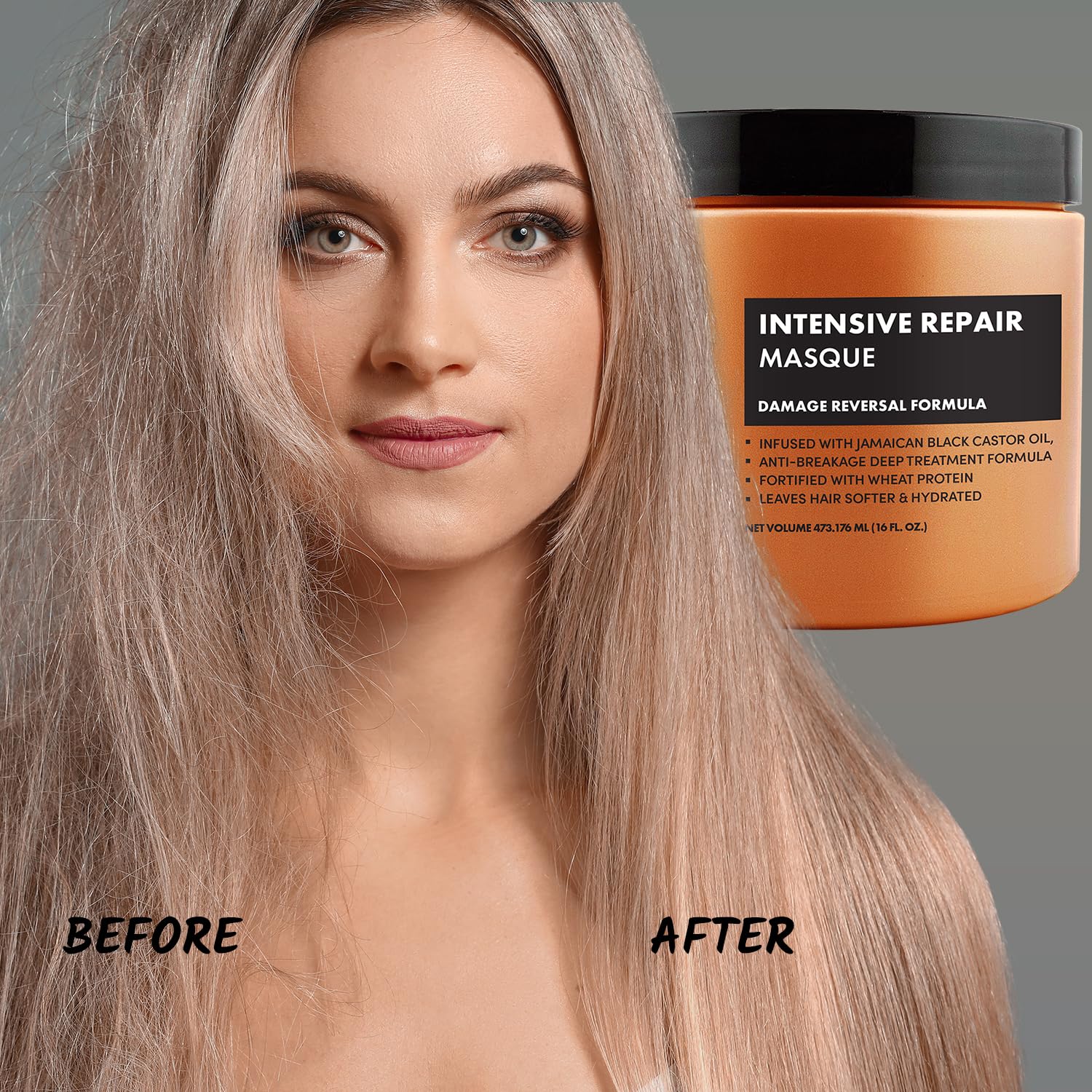 Sunny Isle Jamaican Black Castor Oil Intensive Repair Masque 473ml orange jar with black lid