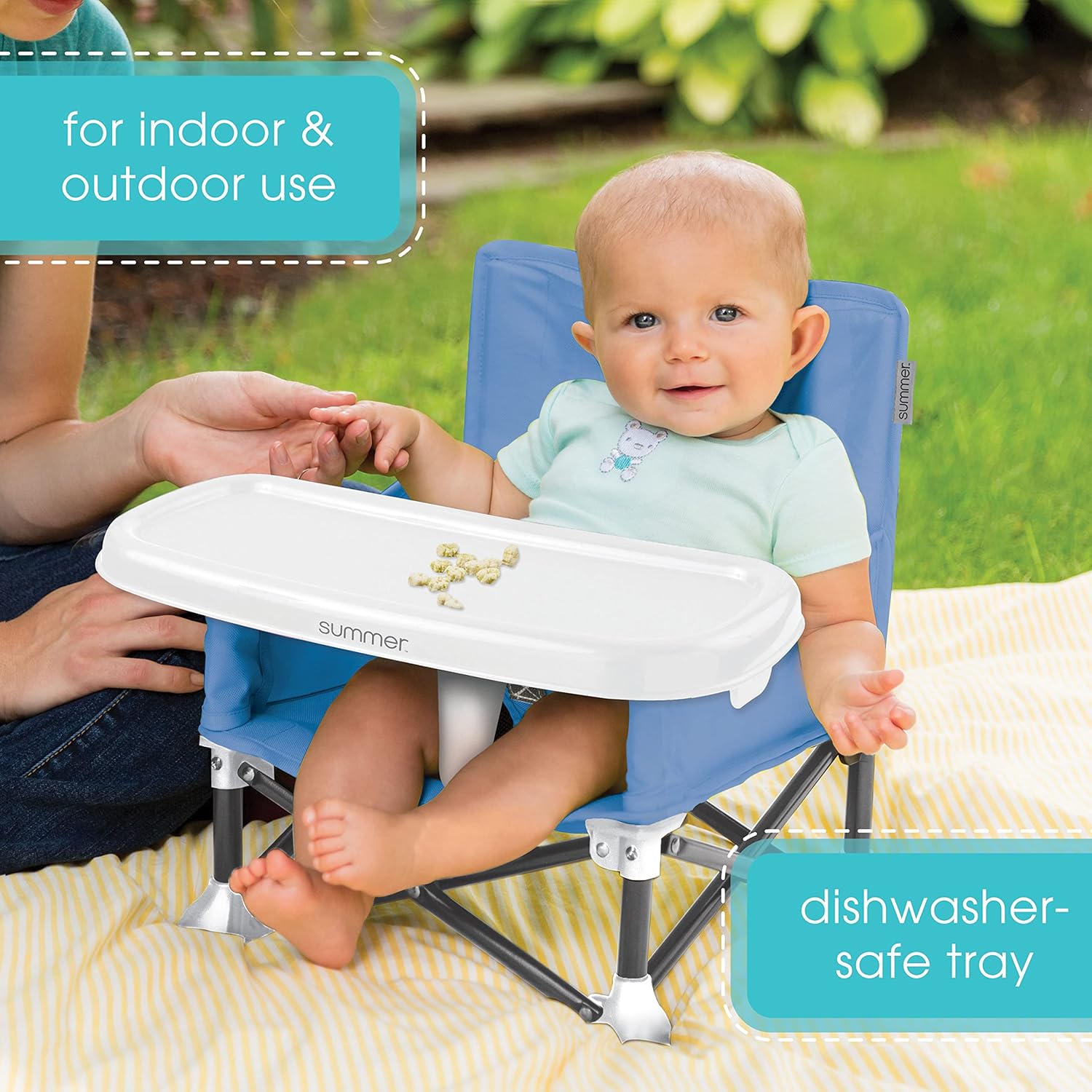 Summer Pop 'n Sit portable booster chair blue with white tray detached