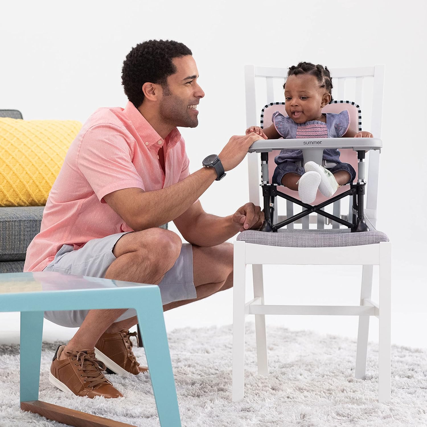 Summer Pop 'n Sit SE Booster Seat in pink with white frame and tray