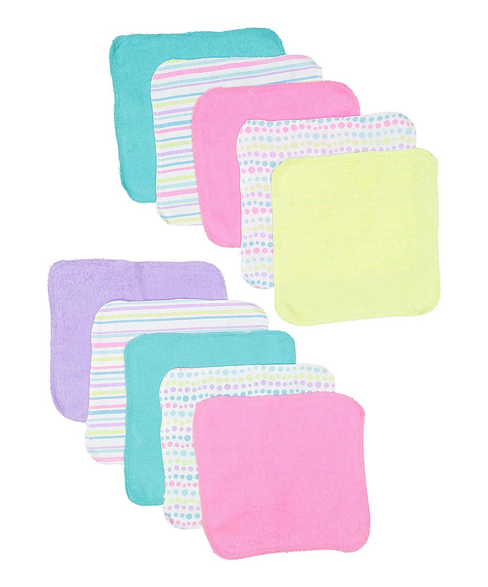 Spasilk washcloth wipes set, pack of 10, multicoloured infant cloths