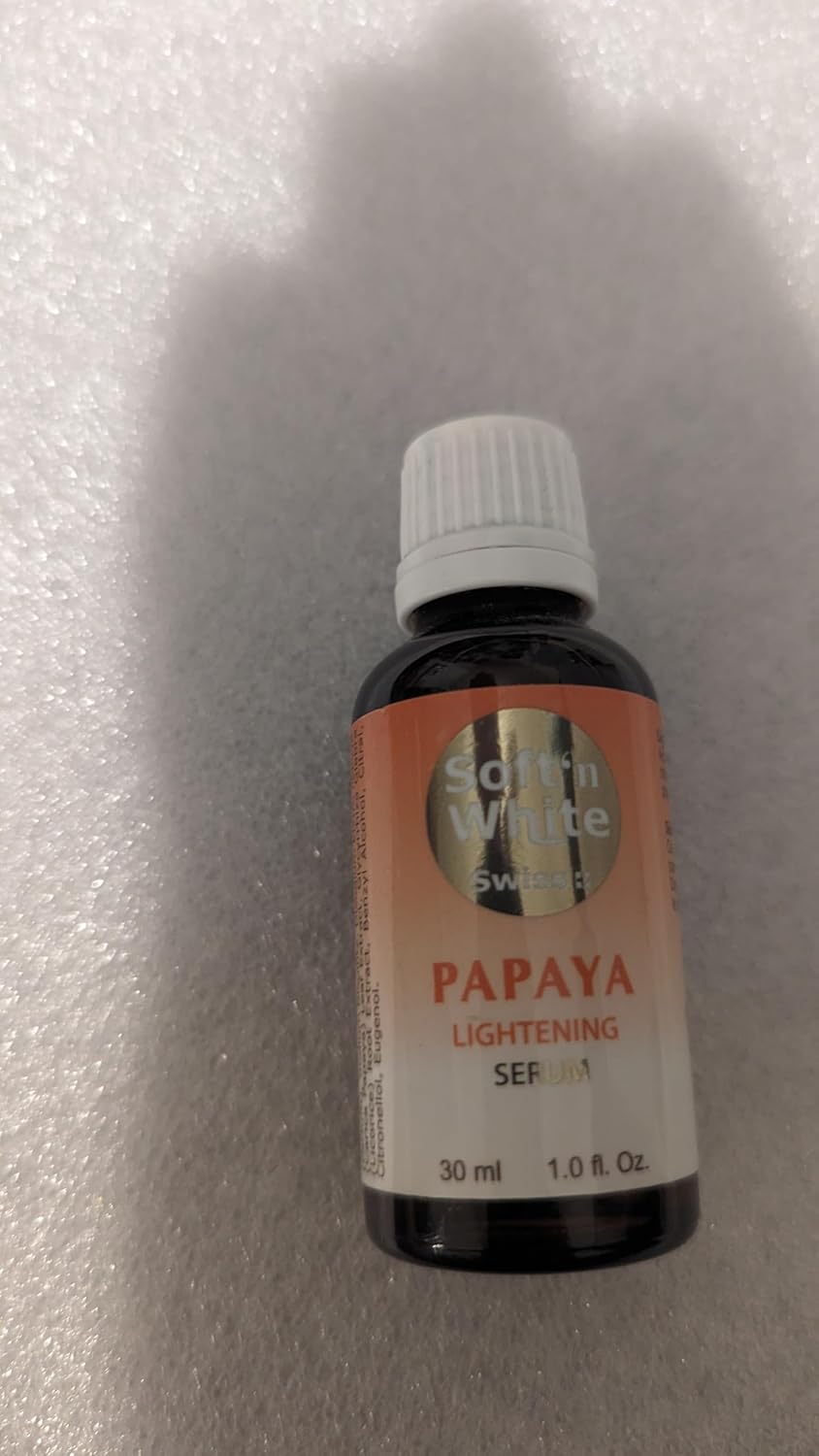 Soft 'n White Swiss Papaya Lightening Serum 30ml dark glass bottle with white cap