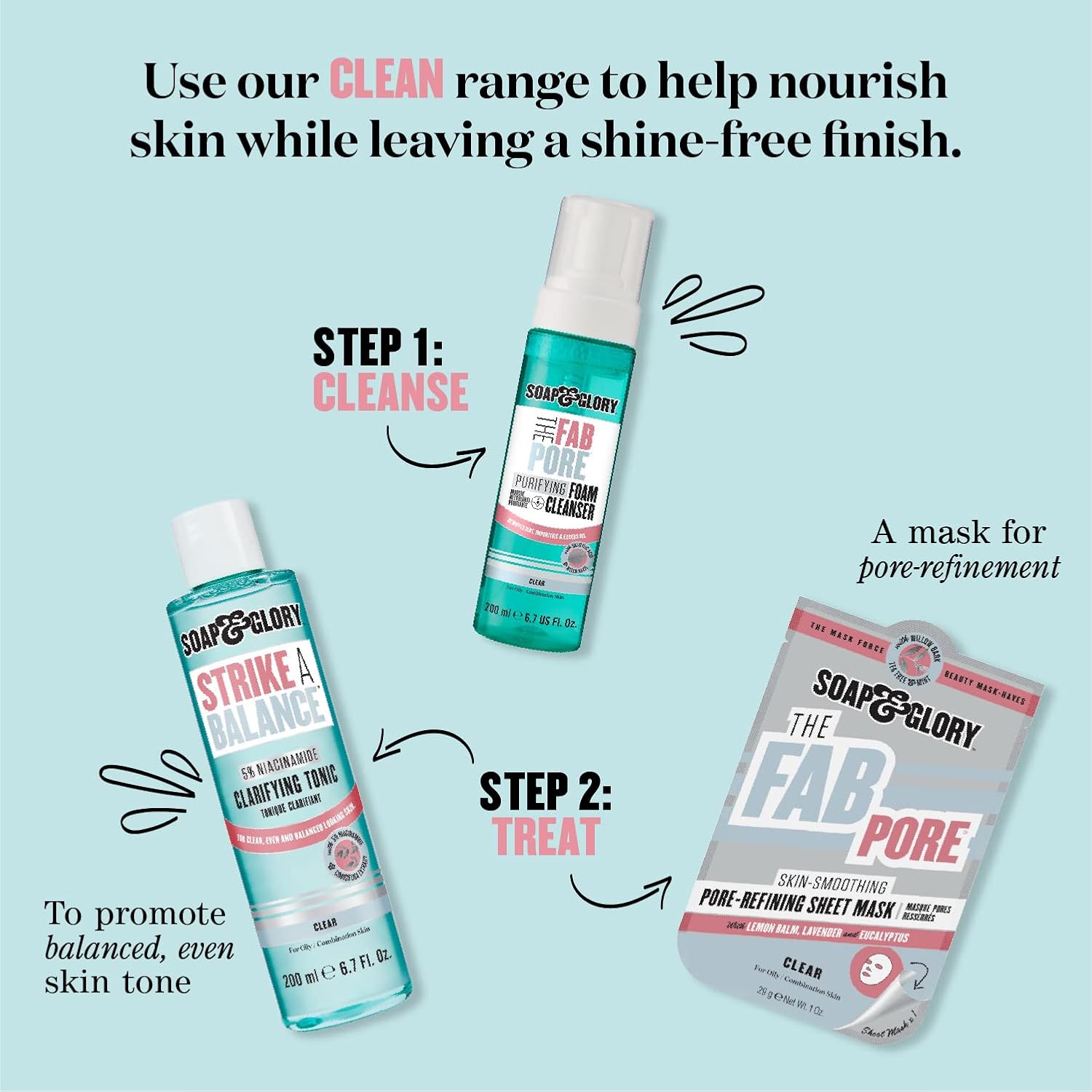 Soap & Glory Face Soap & Clarity Vitamin C 3-in-1 Facial Wash 11.8 fl oz bottle