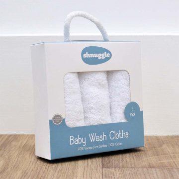 Snuggle Baby Wash Cloths 12-piece blue Dino set white cloths