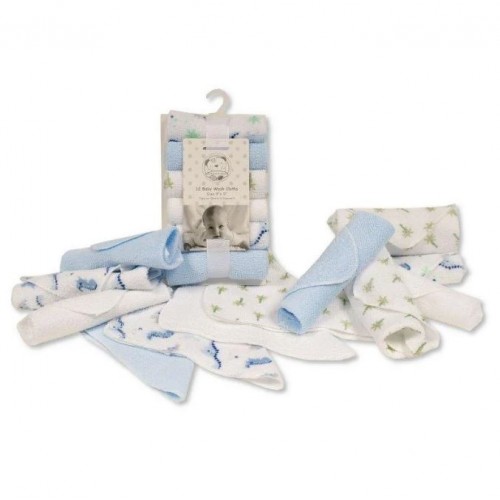 Snuggle Baby Wash Cloths 12-piece blue dinosaur print set
