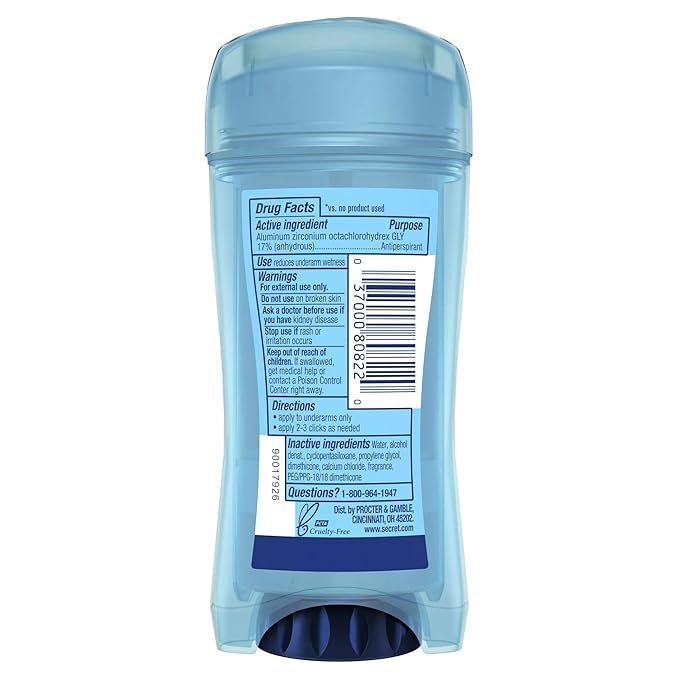 Secret Outlast clear gel antiperspirant deodorant Completely Clean scent stick