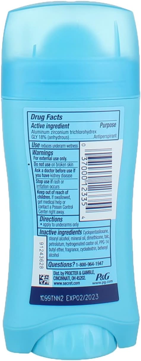 Secret Sheer Clean Invisible Solid Deodorant Antiperspirant, light blue stick