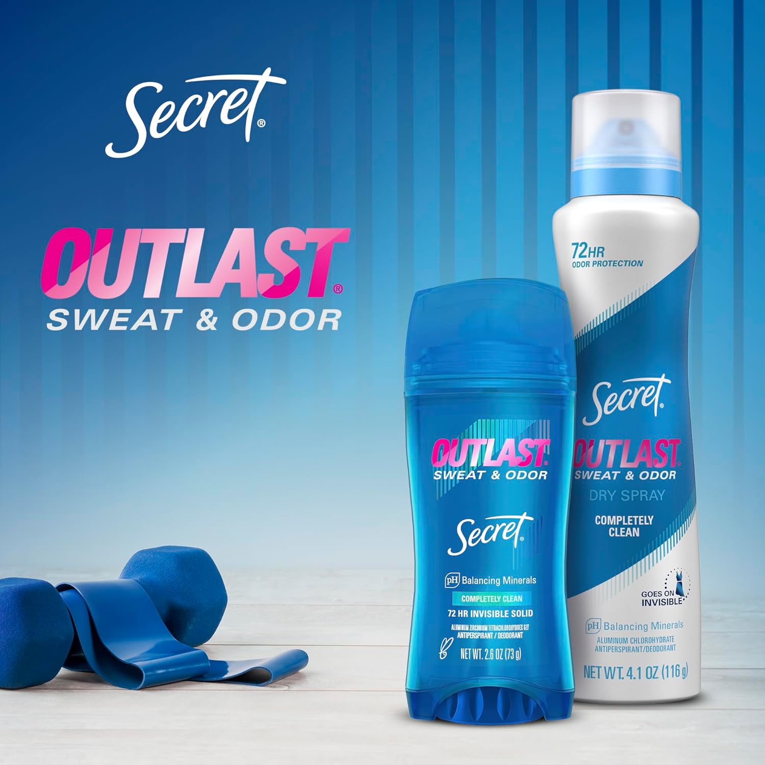 Secret Outlast Clear Gel antiperspirant and deodorant unscented product range