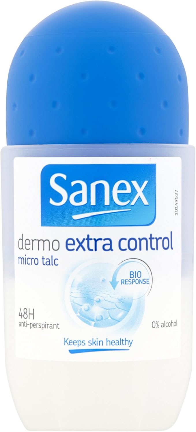 Sanex Dermo Extra Control 50ml roll-on antiperspirant deodorant blue bottle