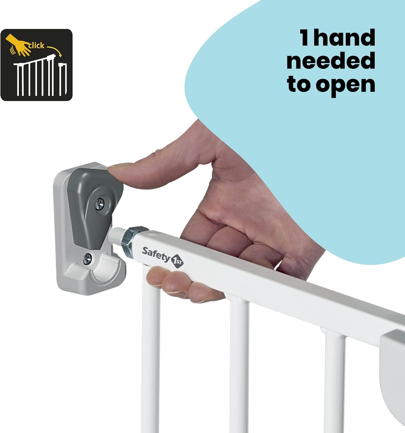 Safety 1st white extending metal safety gate with wall fix mount and latch mechanism