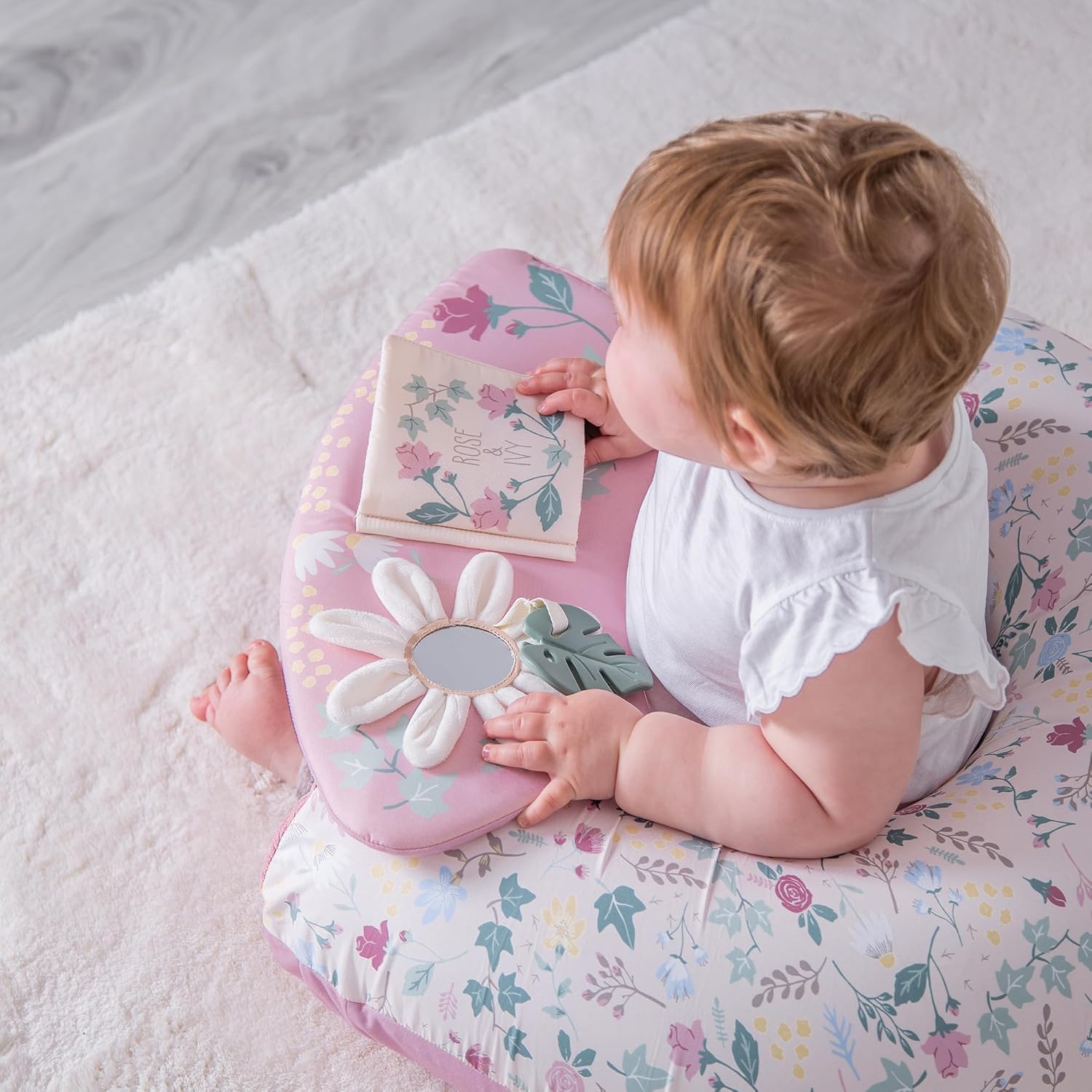 Red Kite Sit Me Up inflatable baby ring seat in pink with flower design