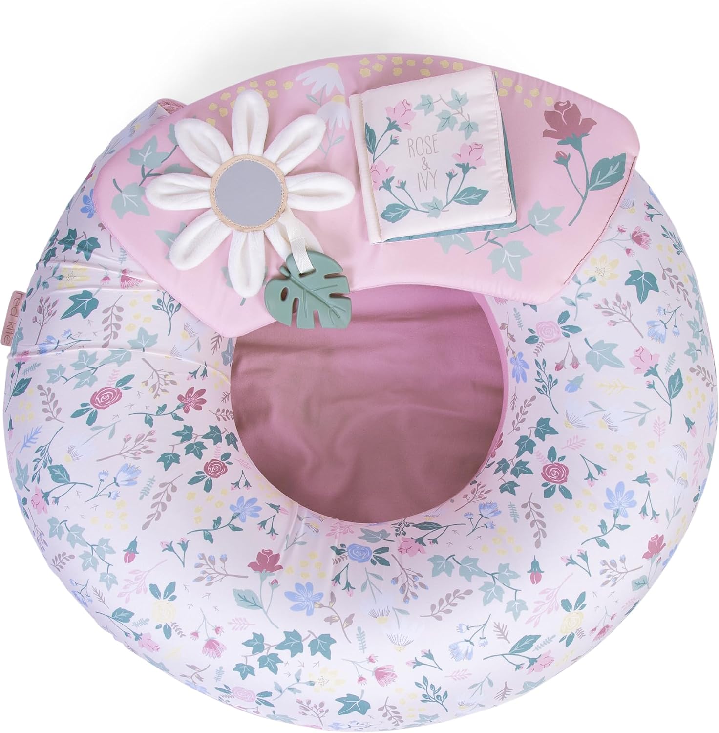 Red Kite Sit Me Up inflatable baby ring seat, pink floral design with attachments
