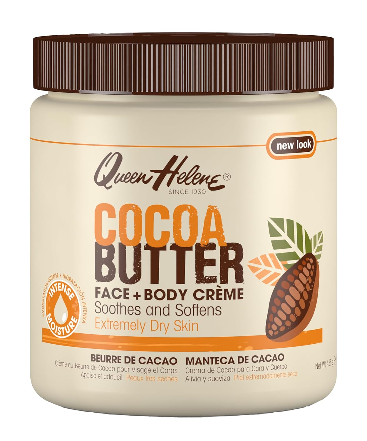 Queen Helene Cocoa Butter Face and Body Crème 15 ounces jar with brown lid